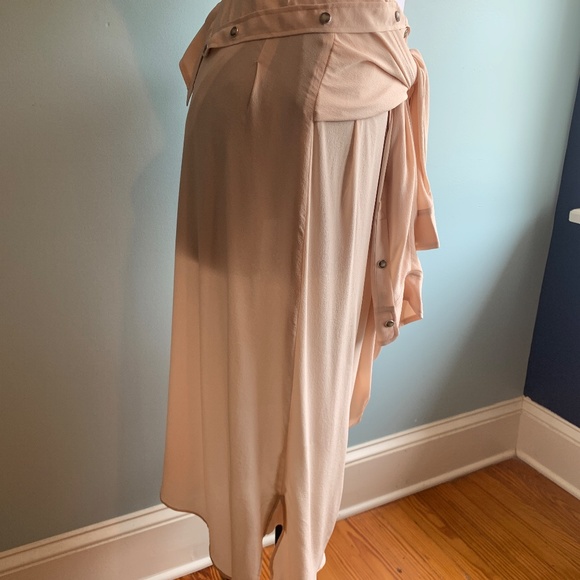 FAITH CONNEXION Women's S Crepe Silk Pink Quartz Shirt Skirt Asymmetrical Snap - Picture 3 of 11